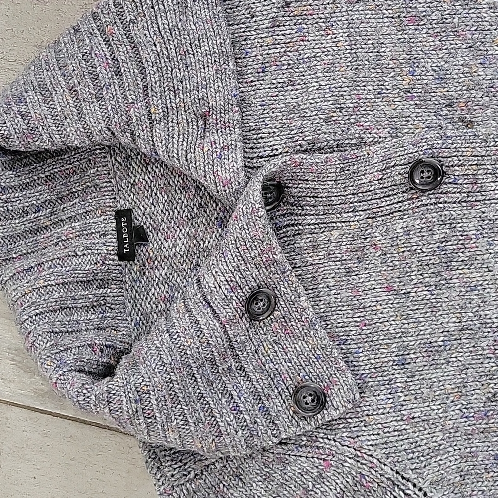 Talbots Gray Knitted Button Jacket Size Medium - image 3